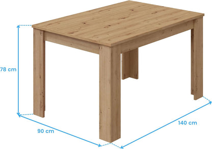 Habitdesign Moderne uittrekbare eettafel, woonkamertafel in Nodi-eiken, 140-190 x 78 x 90 cm, voor maximaal zes personen, model Kendra