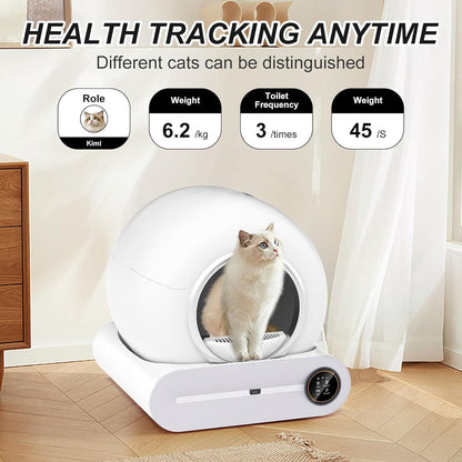 Zelfreinigende kattenbak, elektrisch, XXL, automatische kattenbak met app-bediening, gesloten Smart Cat Litter Box voor grote katten, zelfreinigend en geurcontrole