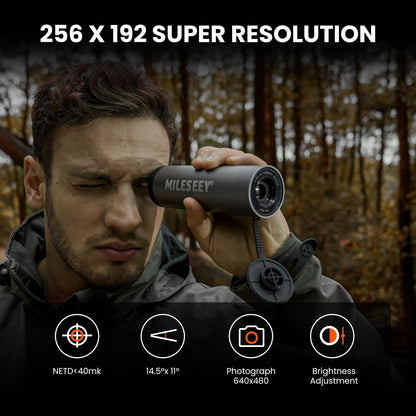 MiLESEEY TNV10 handheld warmtebeeldcamera voor jacht, met 256x192 (25Hz) @12μm warmtebeeldobjectief en foto's en video's opnemen, 5 kleurpaletten voor elke onderzoeker (11mm)