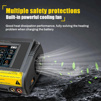 LiPo Oplader – RC Acculader – Batterijlader – Accu Oplader – RC Charger – Dubbel Kanaal – 3,2 Inch Kleuren-Touchscreen – 200W AC / 400W DC