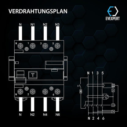 EV Expert 3Y-16HW-167R Aardlekschakelaar, bescherming tegen elektrische schokken, IP20, 25-63A, gelijkstroom, kortetermijnvertraging, wit