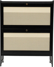 Shoe cabinet - Shoe rack - Portable - 4-tier - Freestanding shoe rack - with 2 folding drawers - Narrow shoe cabinet - Black