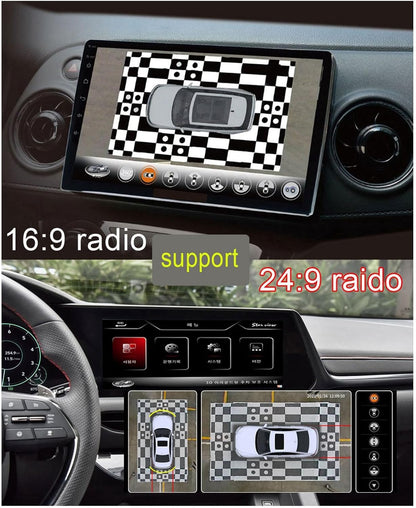 360 Graden Bird View-Surroundsysteem – 360° Parkeercamera – Panoramacamerasysteem – Achteruitrijcamerasysteem – Rondomzicht Camerasysteem – 4 Waterdichte Camera's – 2D/3D Bird View