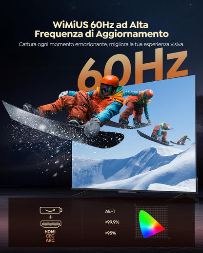 WiMiUS Beamer [Netflix Officieel/Dolby/Autofocus] Smart Projector 4K ondersteuning, WiFi Bluetooth videoprojector Full HD 1080P native draagbaar met Auto Keystone / Zoom 50% / HDMI ARC / CEC voor