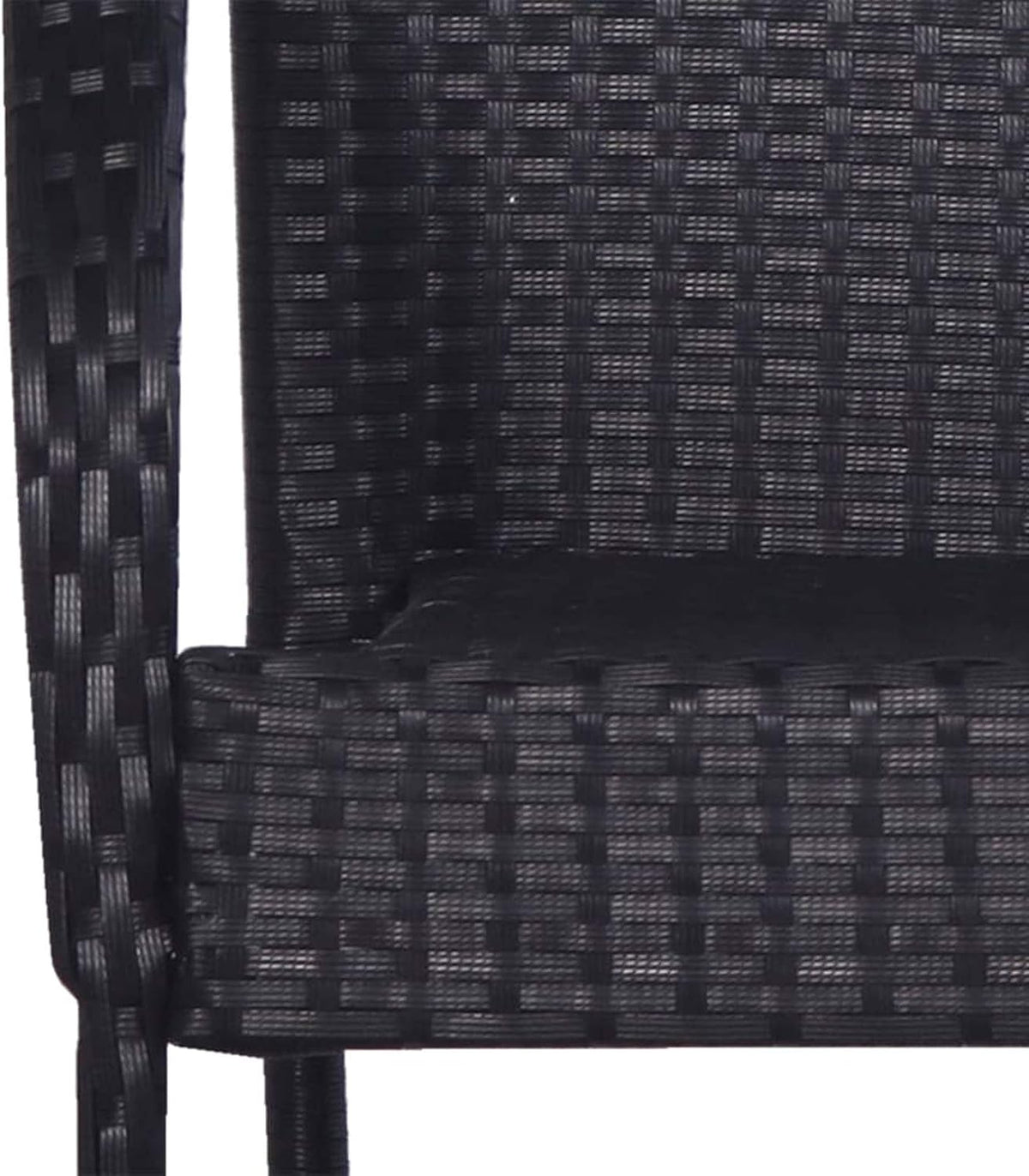 Tidyard Eetkamermeubelset voor tuin, 3-delig, set van tafel en stoelen voor buiten, massieve acaciatafel, rotan stoelen, voor terras, balkon, zwart - QUORE