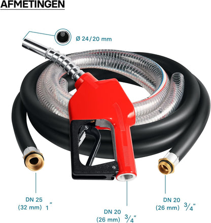Dieselpomp – Brandstofpomp – Transferpomp – Stookoliepomp – Biodieselpomp – 12 V, 150 W, 40 L/min – Zelfaanzuigend