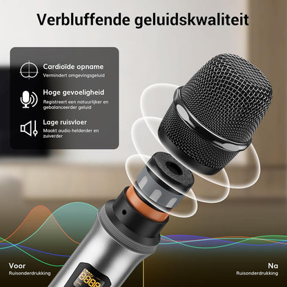 TONOR UHF Draadloze Microfoon Systeem met Metalen Draadloze Handheld/Headset/Lavalier Revers Mics, Bodypack Zender, Ontvanger, 2 * 5 Kanalen 60M Bereik voor Zingen Karaoke Kerk Party DJ PA Speaker