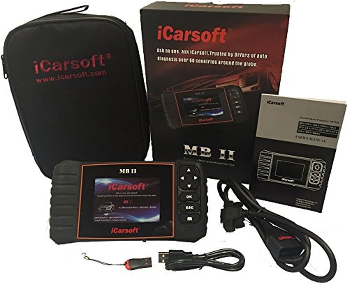 iCarsoft MB II Diaganoseapparaat OBD2 Benz diagnose fouten lezen en verwijderen olie service resetten SBC reset DPF reset
