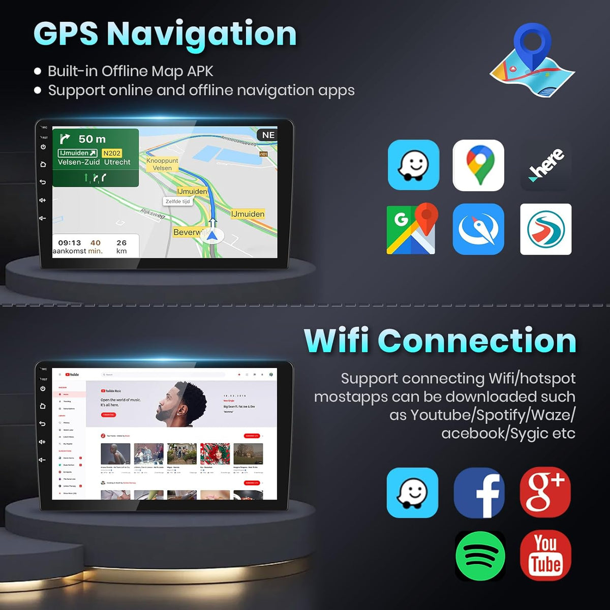 【2+64G】9''Autoradio 2 Din voor Renault Dacia SANDERO 2014-2017 Draadloze Carplay Android Auto met Bildschirm,Radio met Bluetooth HiFi RDS/FM+AHD Rückfahrkamera+CANBUS