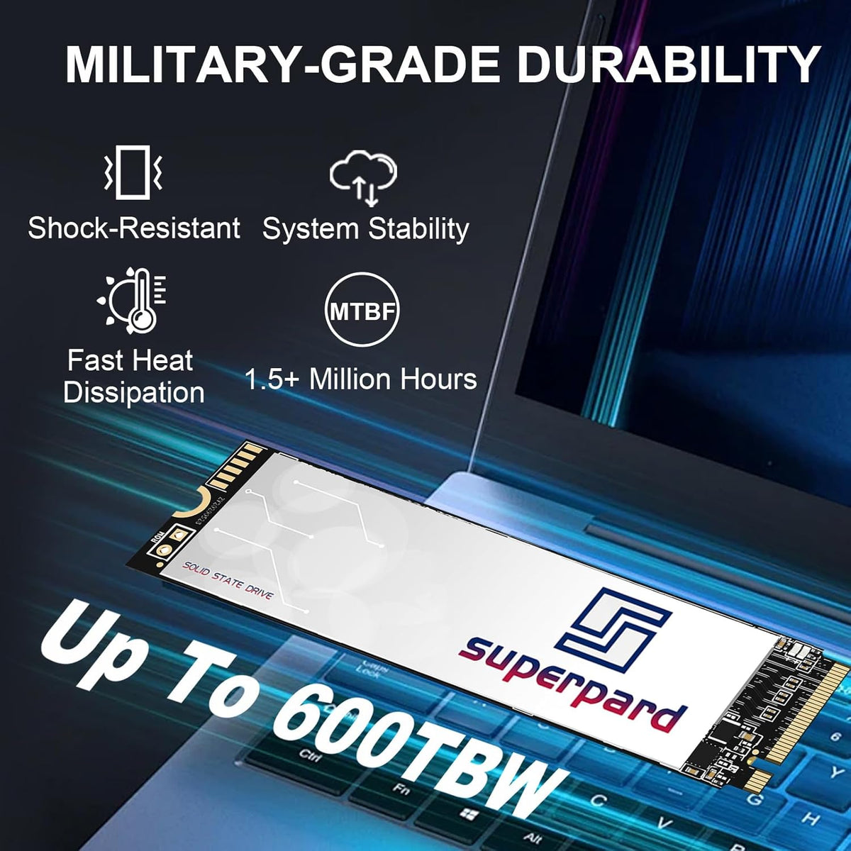 SSD 2 TB M.2 2280 NVMe PCIe Gen4.0, SSD harde schijf intern, PS5 compatibel - PCI Express 4.0 x4 3D NAND - voor gaming-pc/laptop/desktop