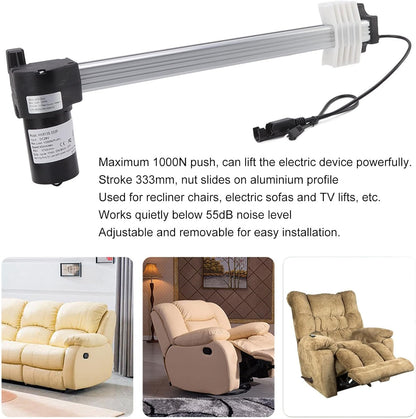 Motoractuator Elektrische Bank – Power Recliner Motor – Sofa Verstelmotor – Liftstoel Motor – Relaxfauteuil Motor – 1000N Stuwkracht – 333mm Slaglengte – Stil ≤55dB