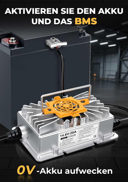 14.6V 20A LiFePO4 Lithiumbatterijlader Acculader voor 12V (12.8V) LiFePO4 Lithiumbatterijen, 12V Lithium-ijzerfosfaat-acculader voor Campers, Boten, Auto's, schepen en Zonne-energie