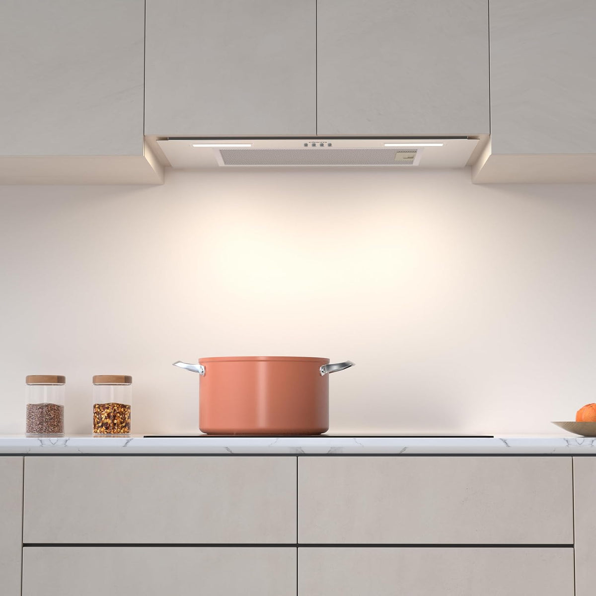 CIARRA CBCS6926A A+++ Inbouwafzuigkap, ventilatorbouwsteen, 60 cm breed, 650 m³/uur, afvoerlucht, inbouwkap, warme led-verlichting, 3 standen, met CBCF003 actieve koolfilter - QUORE