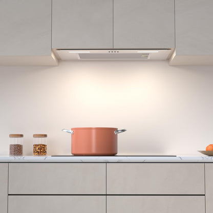 CIARRA CBCS6926A A+++ Inbouwafzuigkap, ventilatorbouwsteen, 60 cm breed, 650 m³/uur, afvoerlucht, inbouwkap, warme led-verlichting, 3 standen, met CBCF003 actieve koolfilter - QUORE