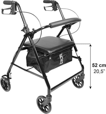 PEPE Mobility Rollator voor senioren met zitting (4 wielen, in hoogte verstelbaar, inklapbaar), loopwagen