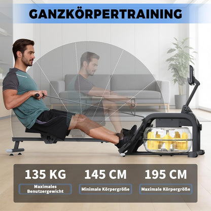 Home Rowing Machine, Foldable Home Rower with 16 Resistance Levels, Training Data, Space Saving and Quiet - QUORE
