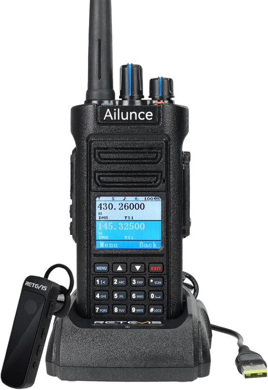 Retevis Ailunce HD2 Ham Radio, HD1, DMR Radio, draadloze 5.0, Dual Band Walkie Talkie, IP67 waterdicht, 3200mAh batterij, lange afstand amateur radio voor nood Rescue, Ham Event (1 stuks) (Met GPS)