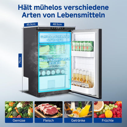 AAOBOSI 83L Compressorkoelkast, APP-Gestuurde Camperkoelkast, 12/24V DC, LED-Verlichte Voertuigkoeler, Bereikt -20 °C, Geschikt Voor Auto's, Vrachtwagens, Boten, Campers, Kamperen en Reizen
