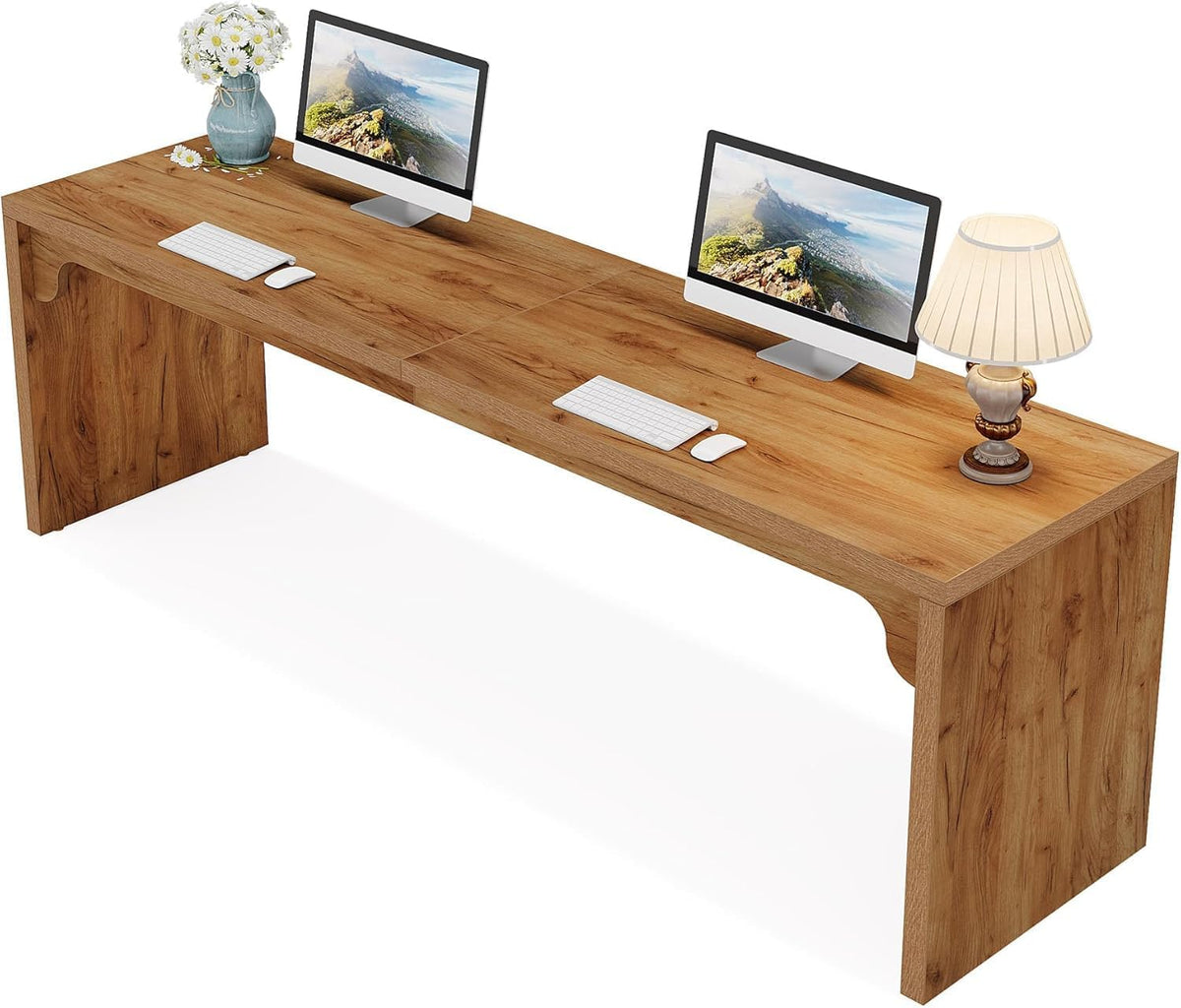 Tribesigns Desk, Computer Table, 180 x 59 x 75 cm, Double Long Desk, PC Table, Work Table, Dining Table, Office Furniture, Computer Table, Meeting Table for Home Office, Brown