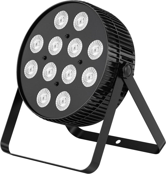 BETOPPER Par led-schijnwerper, 12 leds, 4-in-1 led-schijnwerper, podiumlicht DMX512 + RGB en 8 kanalen met Par Light Infinite Mixing/Rainbow Effect voor Stage DJ Party Show Bar Halloween Kerstmis (1)