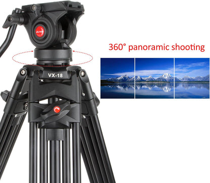 Driepootstatief met vloeistofdragkop – Camerastatief – Fotostatief – Videostatief – Panoramastatief – 188 cm / 74 inch – Aluminiumlegering – 12 kg Draagvermogen