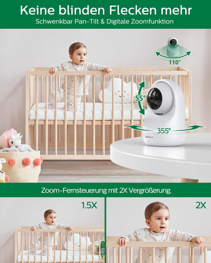 Babyfoon – Baby Monitor – Kinderopvang Monitor – Video Babyfoon – Draadloze Babycamera – 5 Inch 720P HD IPS Scherm – 4000mAh Batterij Met VOX-Modus