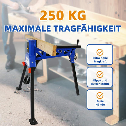 SoonTools Draagbaar werk- en klemsysteem, mobiele inklapbare werkbank met voetbediend mechanisme, 150 kg draagvermogen Horse Work Bench, materiaal ondersteuningsstation