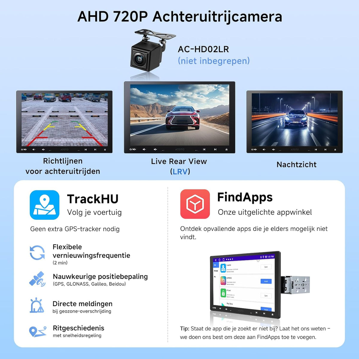A5L 10”2G+32G Android Autoradio Aanpasbaar 2 DIN en 1 DIN, draadloze CarPlay en Android Auto, IPS zwevend scherm, Internet verbinding via WiFi/BT/USB, DSP/FM/RDS