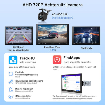A5L 10”2G+32G Android Autoradio Aanpasbaar 2 DIN en 1 DIN, draadloze CarPlay en Android Auto, IPS zwevend scherm, Internet verbinding via WiFi/BT/USB, DSP/FM/RDS