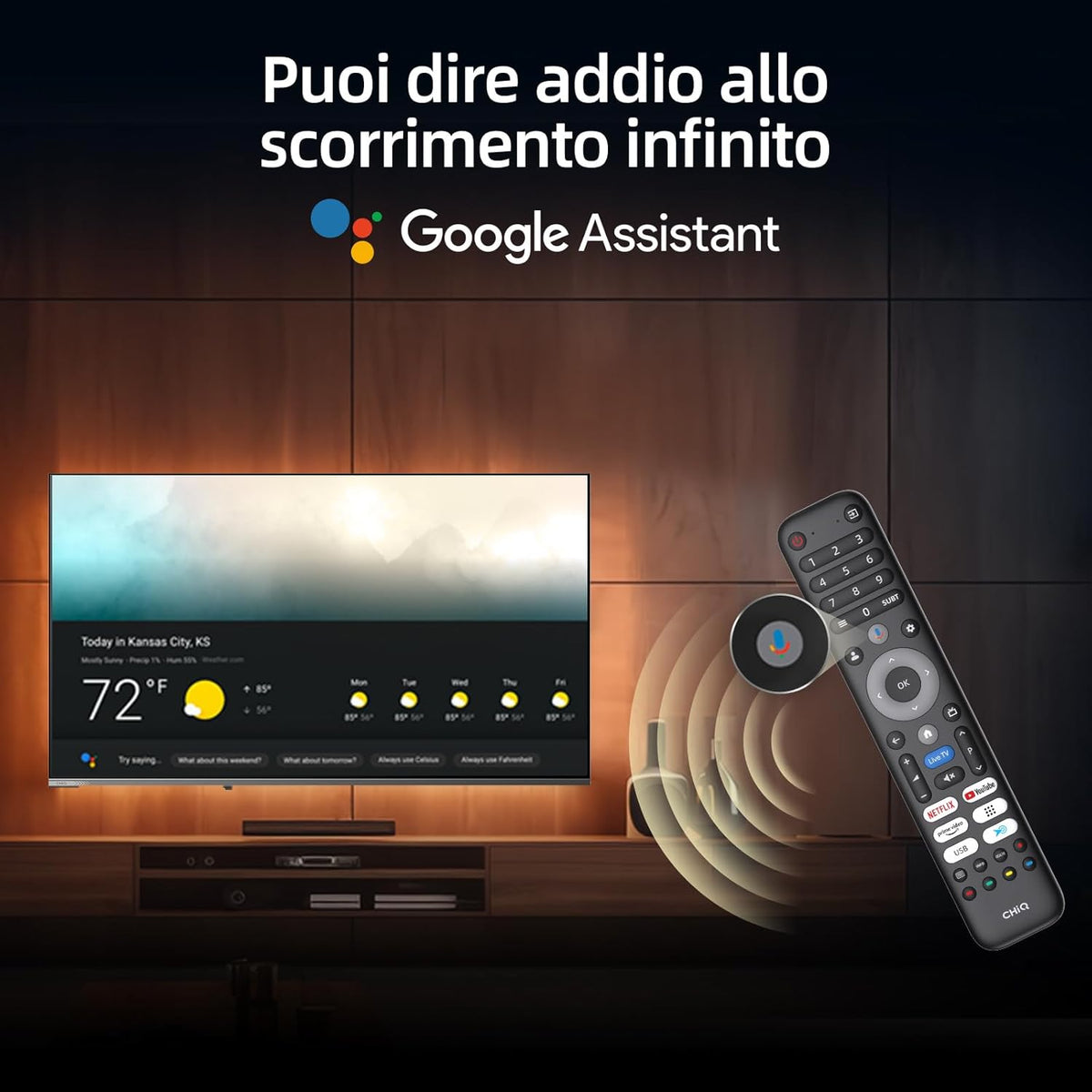 Google QLED CHiQ 32QA10 32 inch Smart TV | Full HD HDR10 | Dolby Audio en DBX-TV | Frameloos metalen ontwerp | Geïntegreerde Chromecast | Google Assistant | Nieuw model 2025