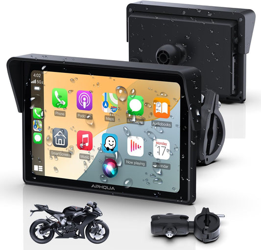 Draadloos Carplay-display voor motorfiets, 5 inch waterdicht touchscreen, draagbare CarPlay en Android auto voor motorfiets, ondersteunt Bluetooth Trans, GPS-navigatie, Siri - A522