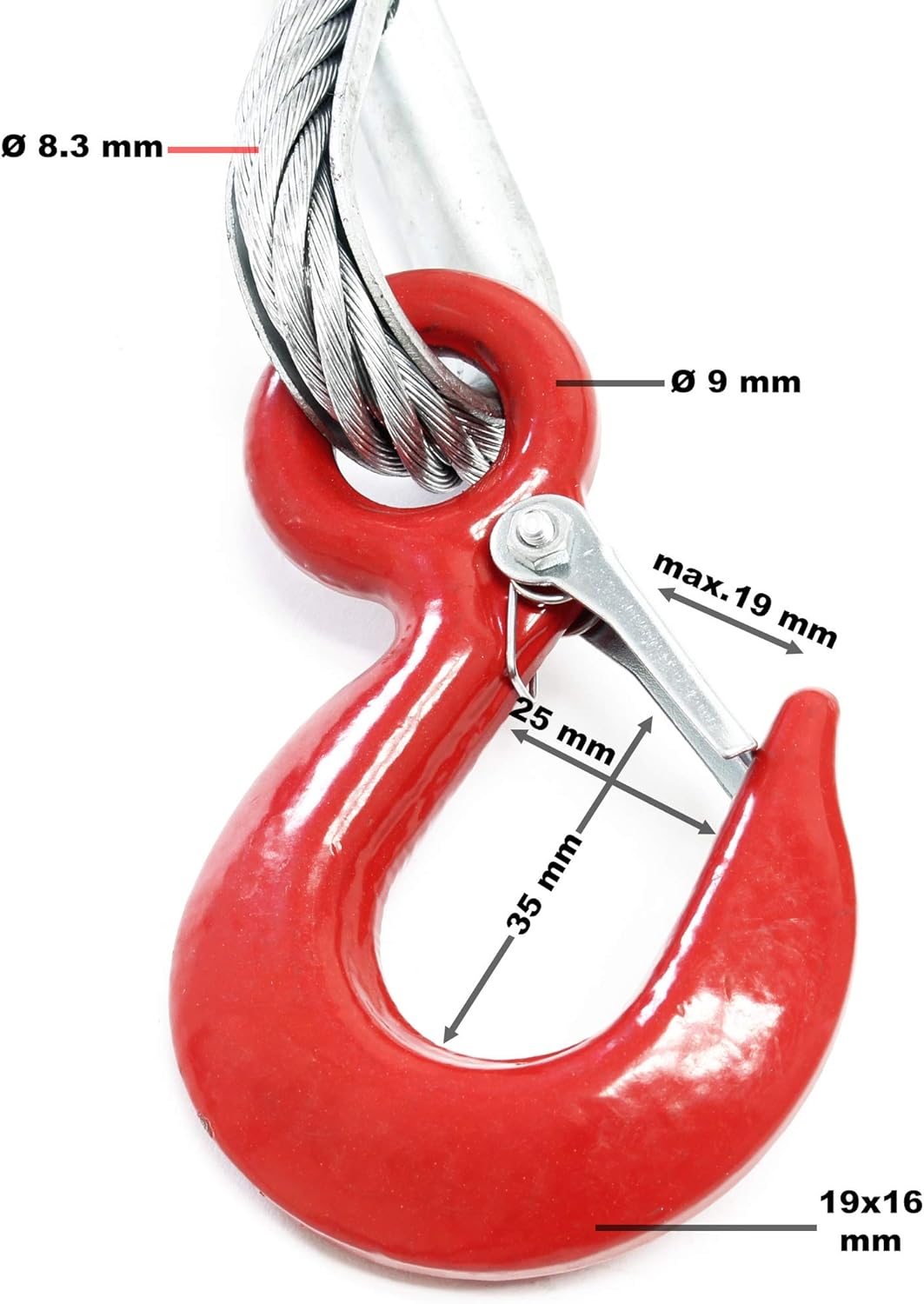 Wiltec kabellier tot 800 kg met 20 meter lange kabel, handmatige lier met staalkabel Ø 8,3 mm, bosbouw kabellier met breekpen en lasthaak