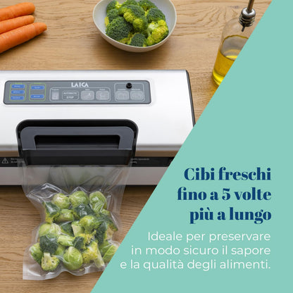 LAICA VT3220 Professionele vacuümmachine, geschikt voor alle soorten levensmiddelen, snelle marineerfunctie, houdt levensmiddelen tot 5 keer langer vers, inclusief 2 vacuümrollen