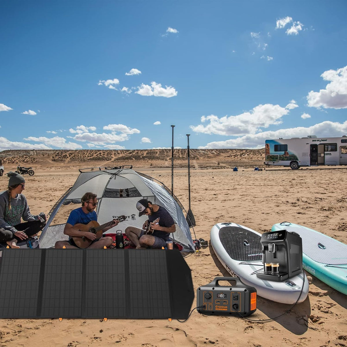 FlexSolar 120 W opvouwbaar zonnepaneel oplader, 20-28 V DC uitgang, IP65 waterdicht, noodstroom-zonnepanelen voor camping, campers en huishouden, compatibel met powerstations, generatoren