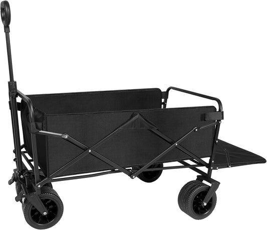 Opvouwbare trolley met wieltjes, campingwagen, grote capaciteit van 98 l - 200 l, met verstelbare handgreep, ideaal voor vakanties, kamperen (zwart - 145 l)