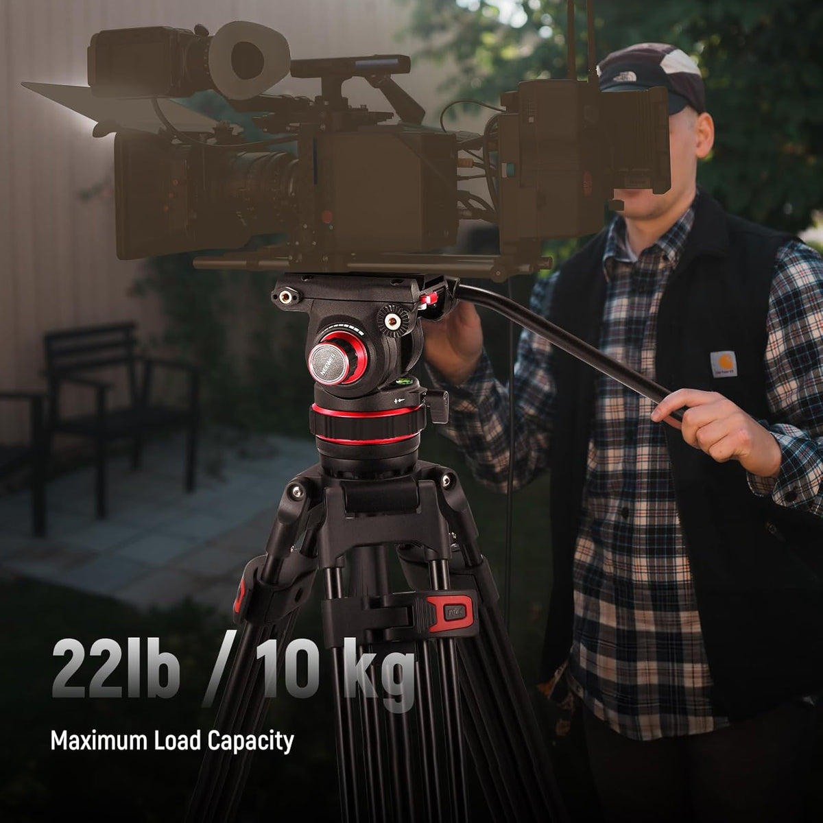 Videostatief – Camerastatief – Camera Statief – Tripod – Filmstatief – Vloeistofkop Met Instelbare Demping – 360° Draaibaar Met +90°/-75° Kanteling