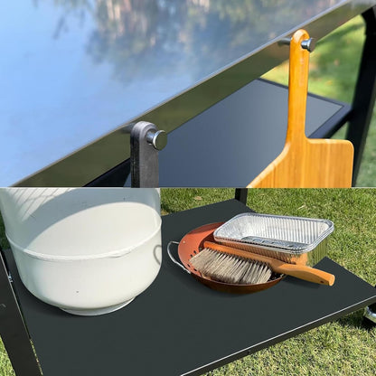GFTIME Pizza tafelwagen voor Ooni, Ninja Woodfire, Blackstone Griddle, Weber Q, grote rollende keukeneiland-multifunctionele wagen, outdoor grillstandaard, roestvrij staal, grilltafel, grillwagen met