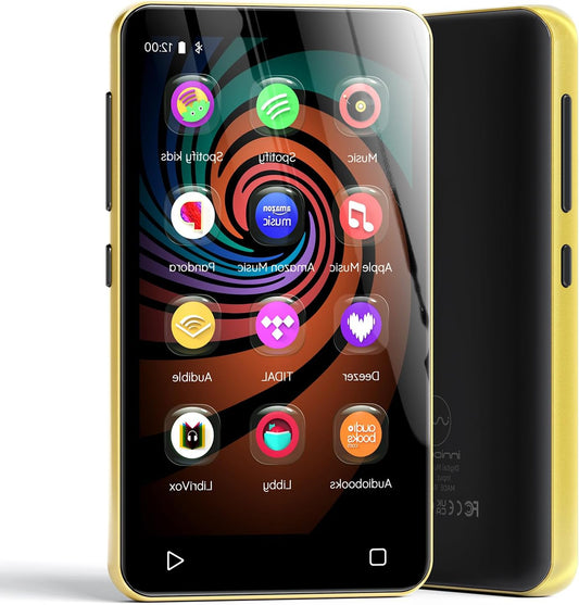 Innioasis Music Player with Bluetooth, WiFi, Spotify, Pandora, Amazon Music, 4-Inch Touchscreen, Libby, Audible, Audiobook (Black Gold) - QUORE