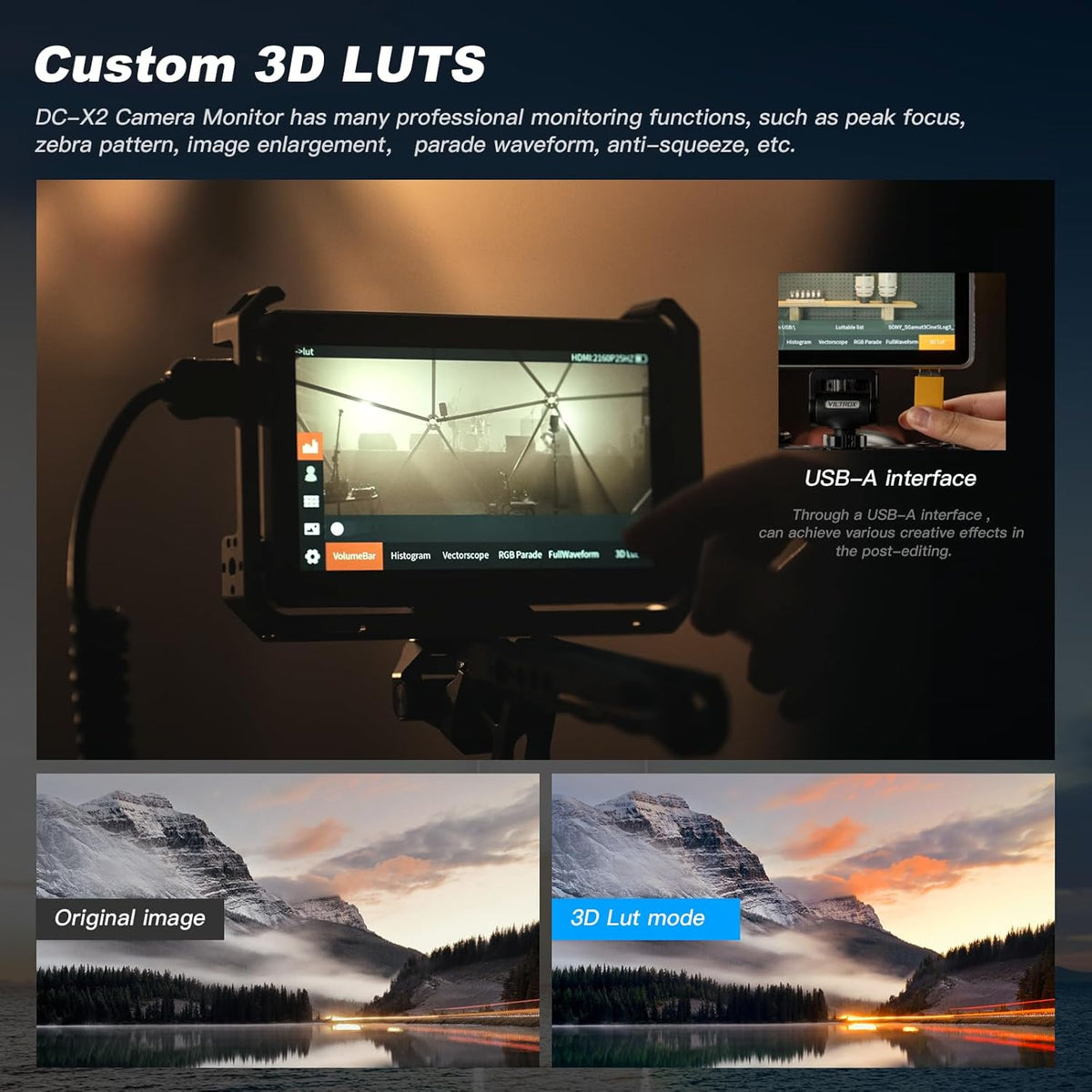 VILTROX DC-X2 6" camera veld monitor DCX2 voor DSLR touchscreen monitor 4k 2000nits externe X2 monitoren 3D LUT 1920x1080 IPS met Sunshield 2200 MAh batterij voor Sony Canon Nikon