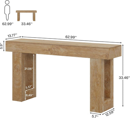 Tribesigns Narrow Console Table, 160 cm, Country Style, Sofa Table for Behind the Sofa, Natural Wood Look, Narrow Side Table for Hallway, Living Room and Entrance