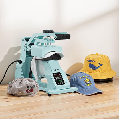 VEVOR Hat Press with 4 Interchangeable Plates (160 x 65/160 x 80/140 x 65/140 x 80 mm), Heat Press with Precise Temperature and Time Control, Hat Press Heat Press for Headbands and Face Masks