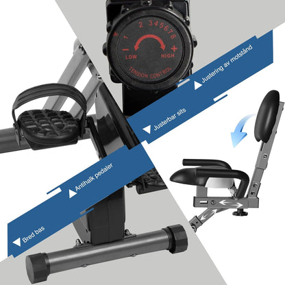 Ultrasport Senioren Recumbent Home Trainer, ligfiets hometrainer met lage instaphoogte, acht weerstandsniveaus, trainingscomputer, gecertificeerd volgens GS, CE en EN957, comfortabele vulling