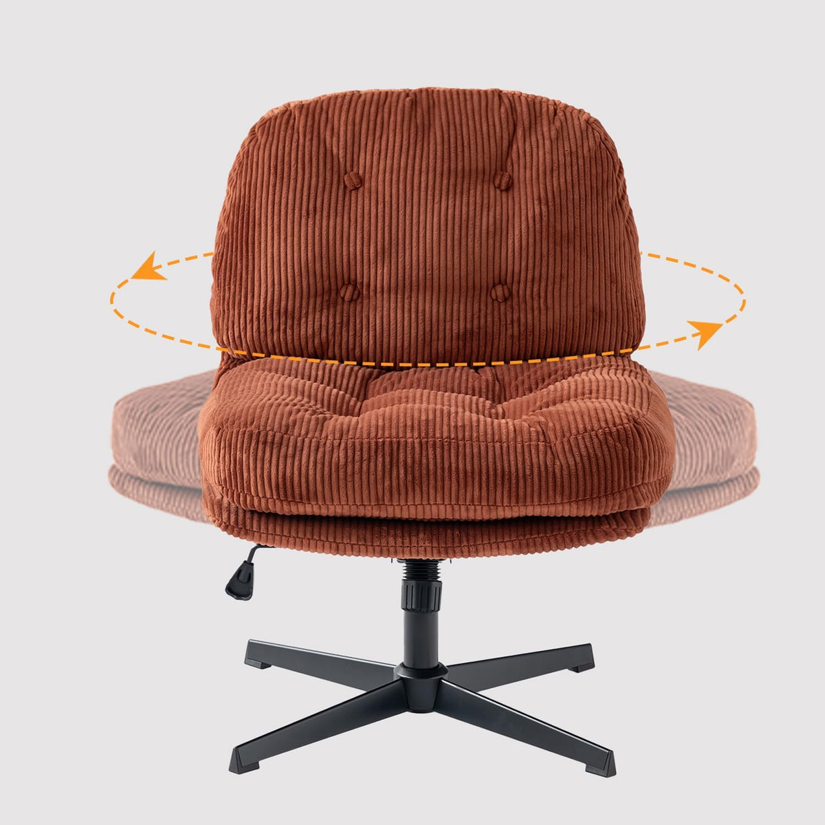 MEUBLE Cosy Bureaustoel, ergonomische bureaustoel met in hoogte verstelbaar, kantelfunctie, 360 graden draaibaar, voor kantoor, corduroy, rouge