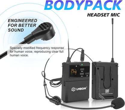 Draadloos Microfoonsysteem – Draadloze Microfoonset – UHF Microfoonset – Microfoonset Voor Podium – Microfoonset Voor Karaoke – 8-Kanaals Met 4 Handmicrofoons En 4 Bodypacks – 24-Bit/96 kHz Audio En <5 ms Vertraging