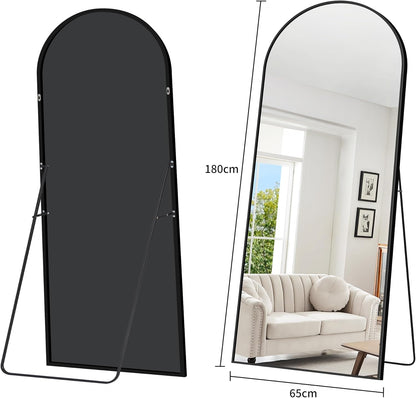 Staande Spiegel – Passpiegel – Wandspiegel – Volledige Lichaamsspiegel – Vloerspiegel – XXL Formaat – Veiligheidsglas Met Matzwart Aluminium Frame