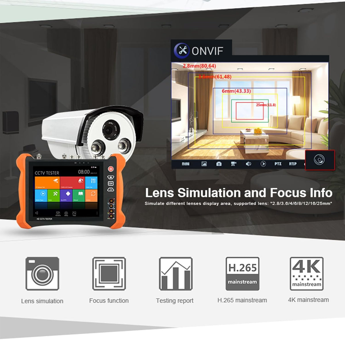 HD CCTV-tester X9MOVTADHS 8-inch 2K-retina-display met bescherming tegen zonlicht HD CCTV-tester met 8MP CVI TVI AHD 8MP EX-SDI HD-SDI 3G-SDI IP-camera Ondersteunt RJ45-kabel TDR-test