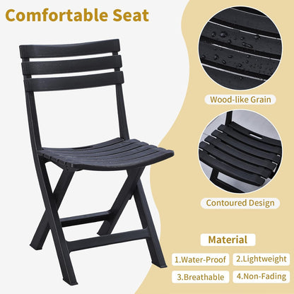 Opvouwbare bistroset, opvouwbare outdoor cafétafel en stoelen voor 2 kleine meubels, 3-delige veranda, achtertuin, balkon, tuin, terras, zwart