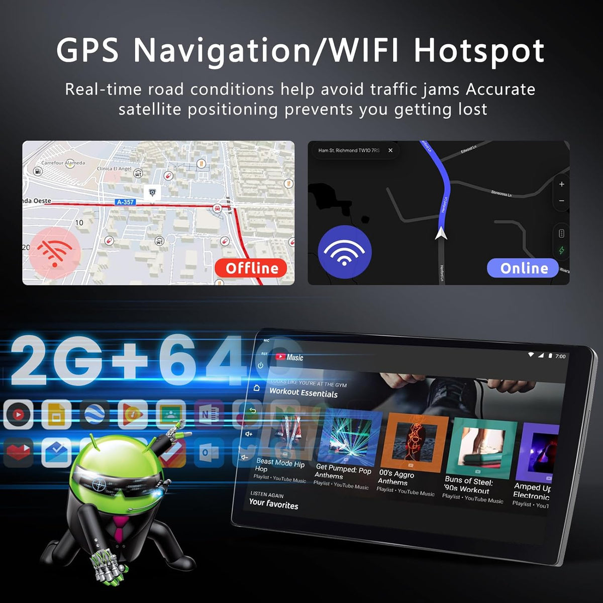 Hodozzy 2G + 64G Android-radio voor Renault Master 2019-2022 met Carplay Android Auto, draadloos, 10,1 inch (25,7 cm) touchscreen, GPS, Bluetooth, WLAN, DSP FM/RDS radio, stuurwielafstandsbediening