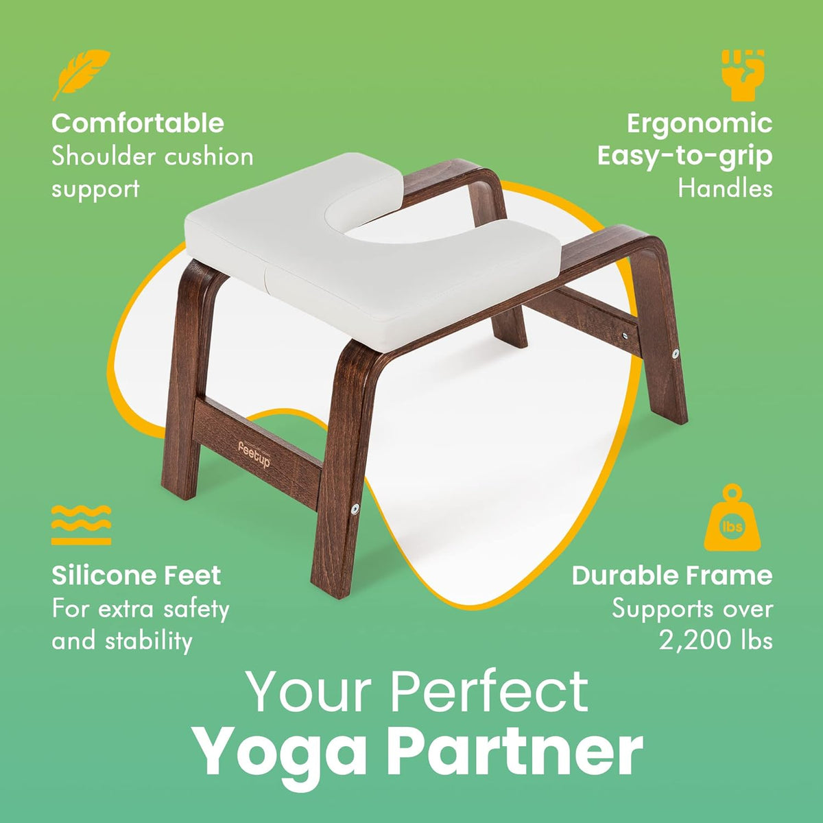 FeetUp - The Original Yoga Headstand Sofa, Vegan Handstand Trainer Bench and Stand, Strength Training Inversion Equipment for Relaxation & Strength, Includes App & Starter Kit - QUORE