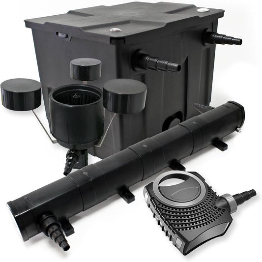 Set bio-vijverfilter 12.000 l met UVC 72 W, vijverpomp 80 W en skimmer